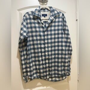 Eton Men's Blue and White Plaid Shirt